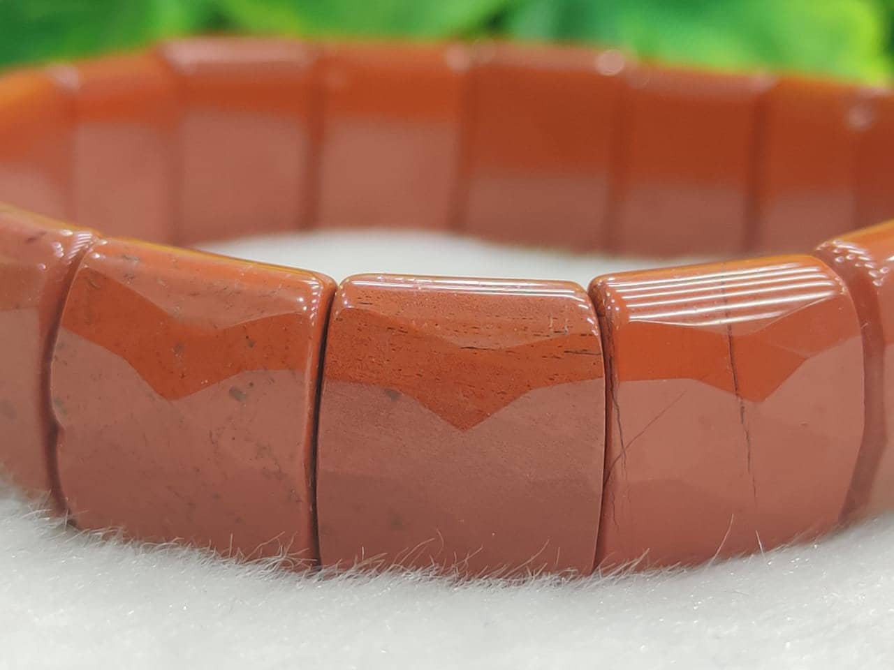 Red Jasper rectangle Beaded Bracelet 15 MM Stretch Bracelet - Image 2