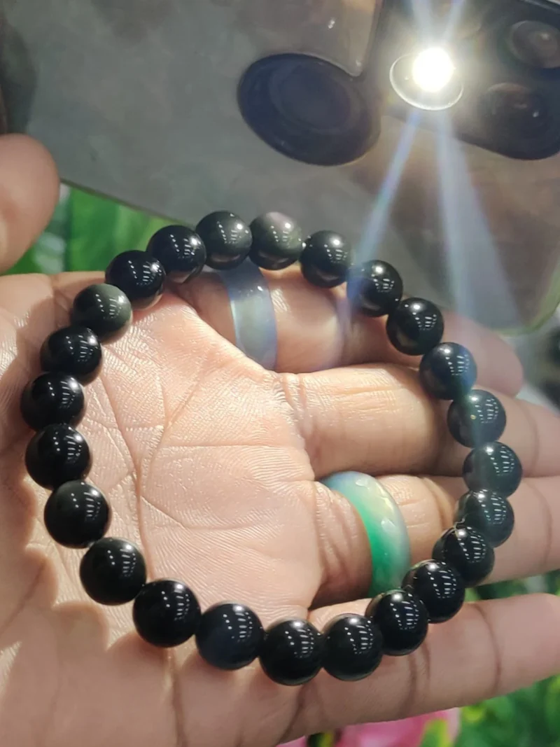 Rainbow Obsidian Round Beaded Bracelet 8 MM Stretch Bracelet - Image 2