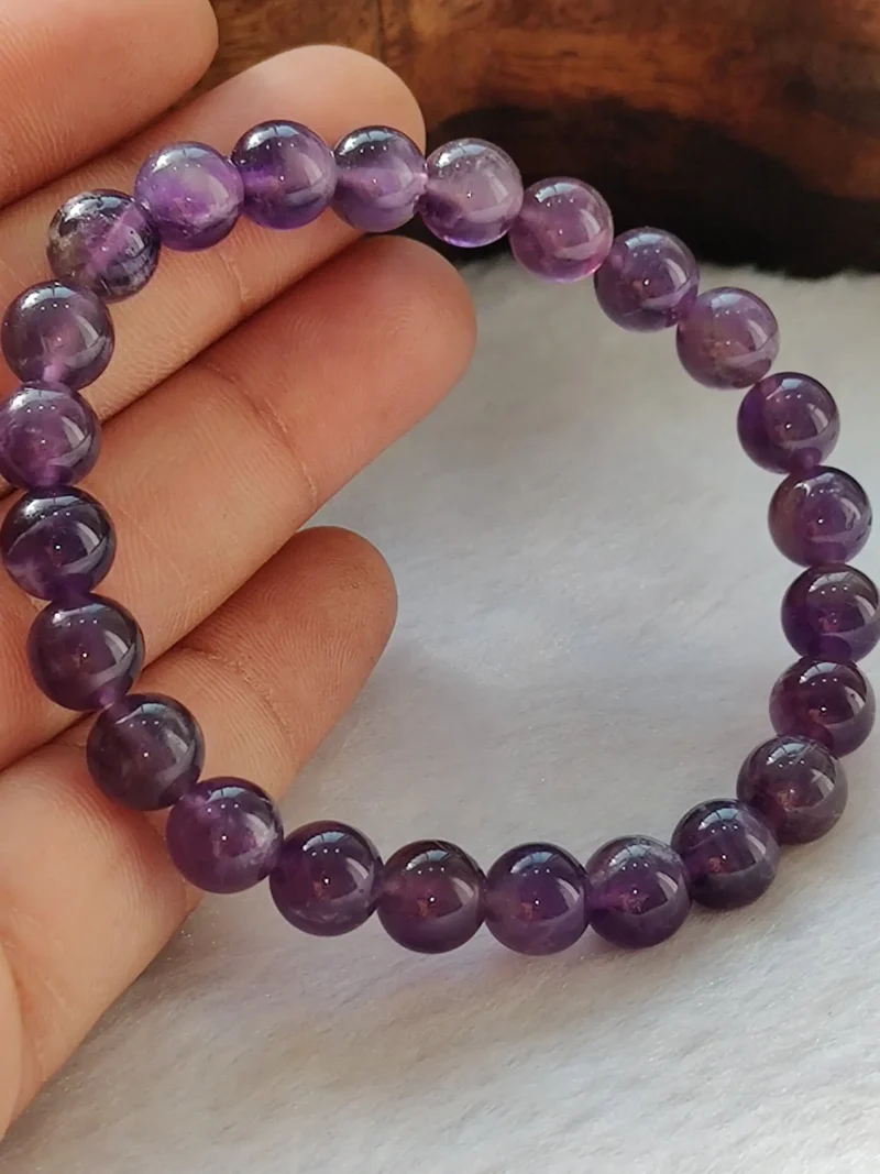 Amethyst Powerful Stone Round Beaded Bracelet 6 MM 8 MM 10MM Stretch Bracelet - Image 2
