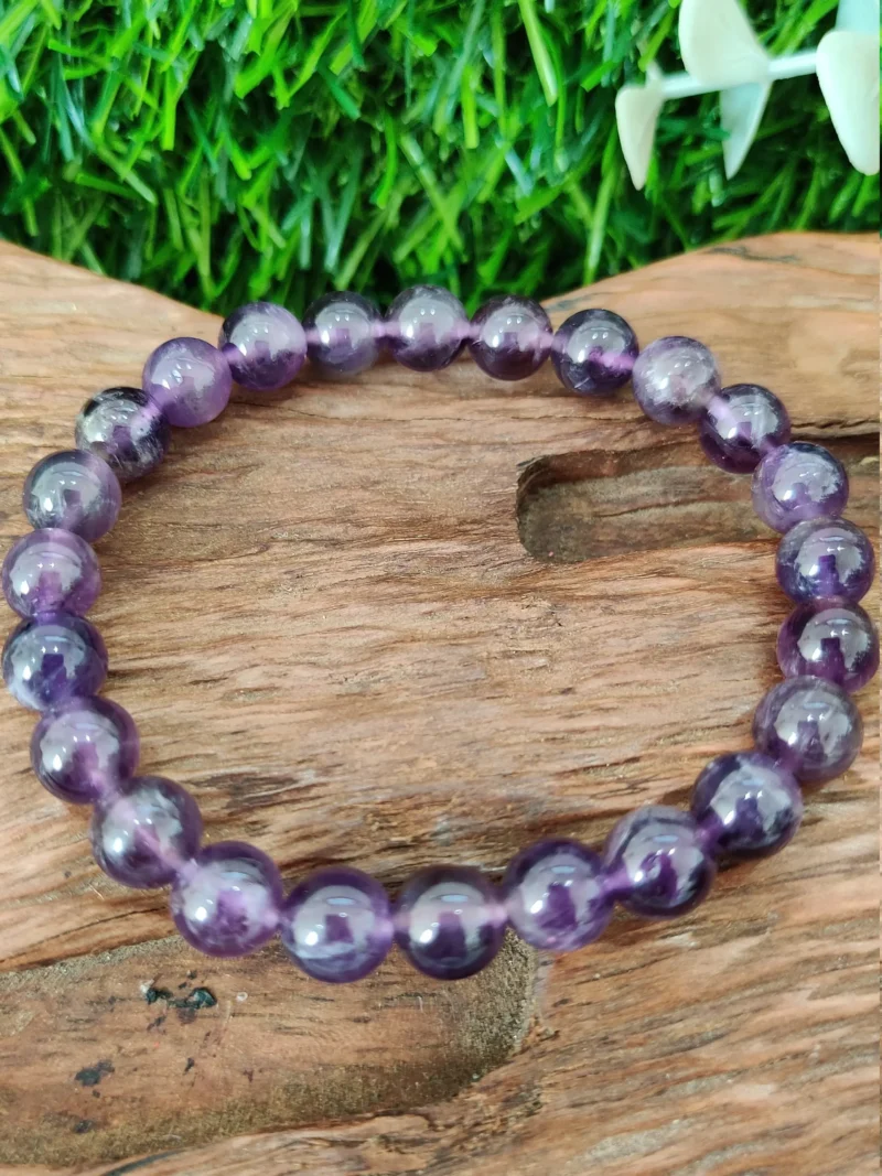 Amethyst Powerful Stone Round Beaded Bracelet 6 MM 8 MM 10MM Stretch Bracelet - Image 3