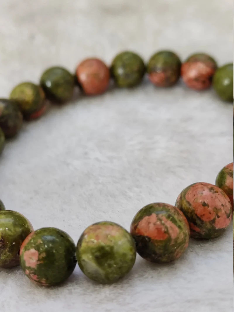 Unakite Jasper Stone Round Beaded Bracelet 6 MM 8 MM 10 MM Stretch Bracelet - Image 2