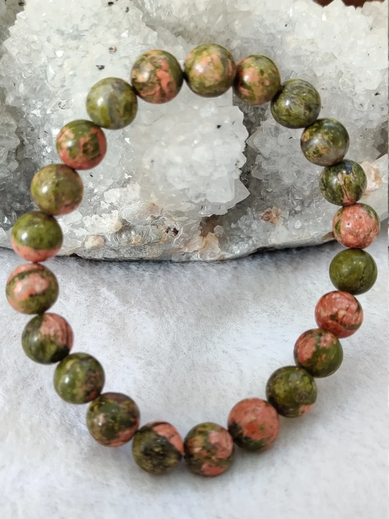 Unakite Jasper Stone Round Beaded Bracelet 6 MM 8 MM 10 MM Stretch Bracelet - Image 3