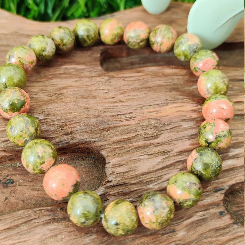 Unakite Jasper Stone Round Beaded Bracelet 6 MM 8 MM 10 MM Stretch Bracelet