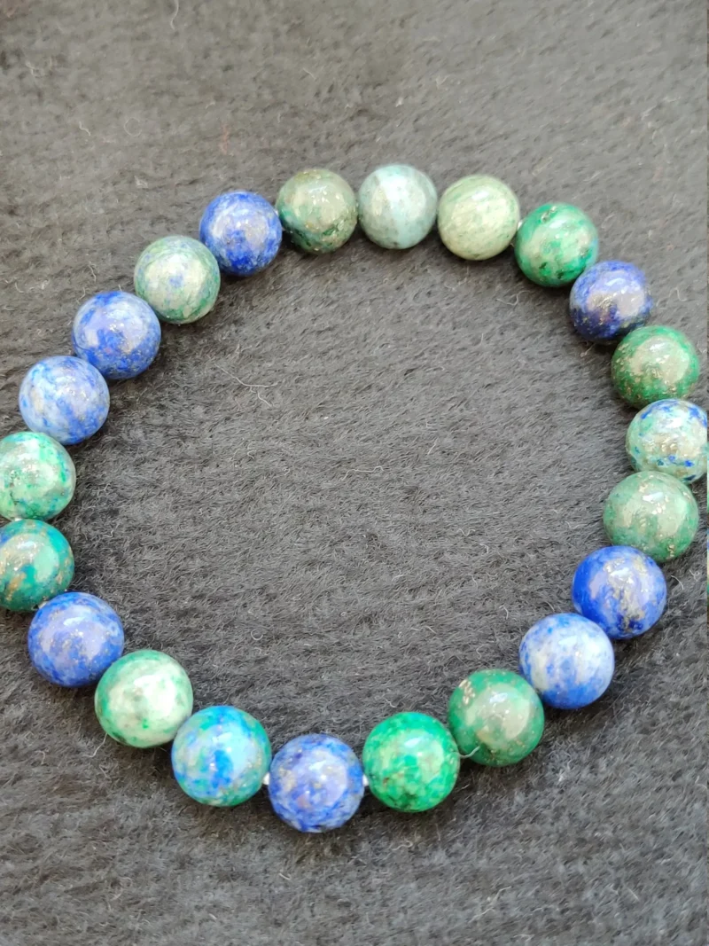 Azurite Stone Round Beaded Bracelet 6 MM 8 MM 10 MM  Stretch Bracelet - Image 9