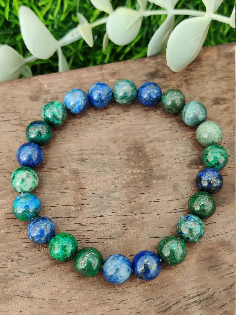 Azurite Stone Round Beaded Bracelet 6 MM 8 MM 10 MM  Stretch Bracelet - Image 10