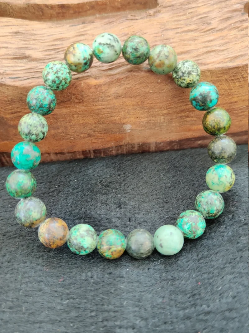 African Turquoise Stone Round Beaded Bracelet 6 MM 8 MM 10 MM Stretch Bracelet - Image 7