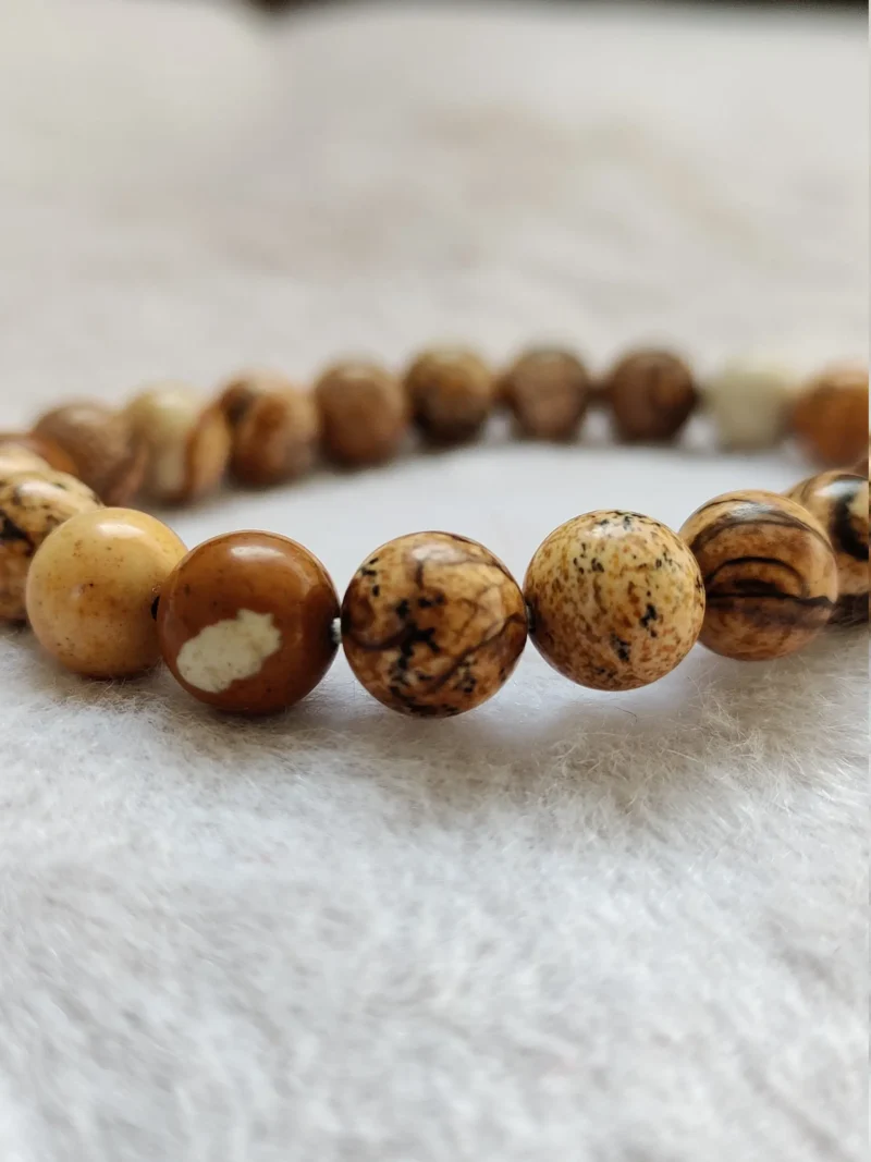 Picture Jasper Stone Round Beaded Bracelet 8 MM Stretch Bracelet - Image 6
