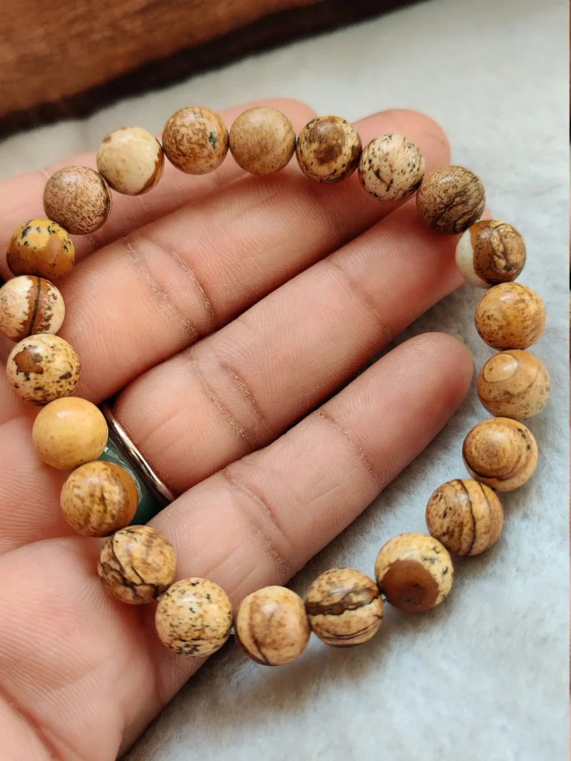 Picture Jasper Stone Round Beaded Bracelet 8 MM Stretch Bracelet - Image 7
