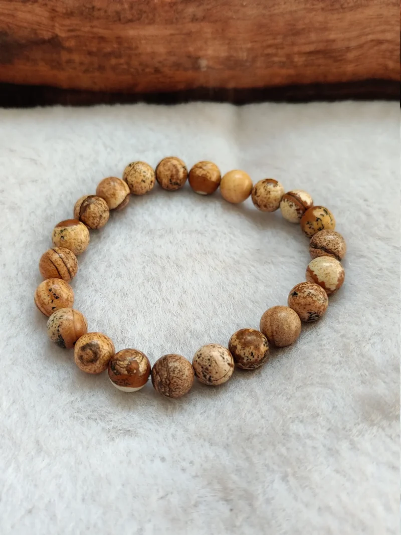 Picture Jasper Stone Round Beaded Bracelet 8 MM Stretch Bracelet - Image 8