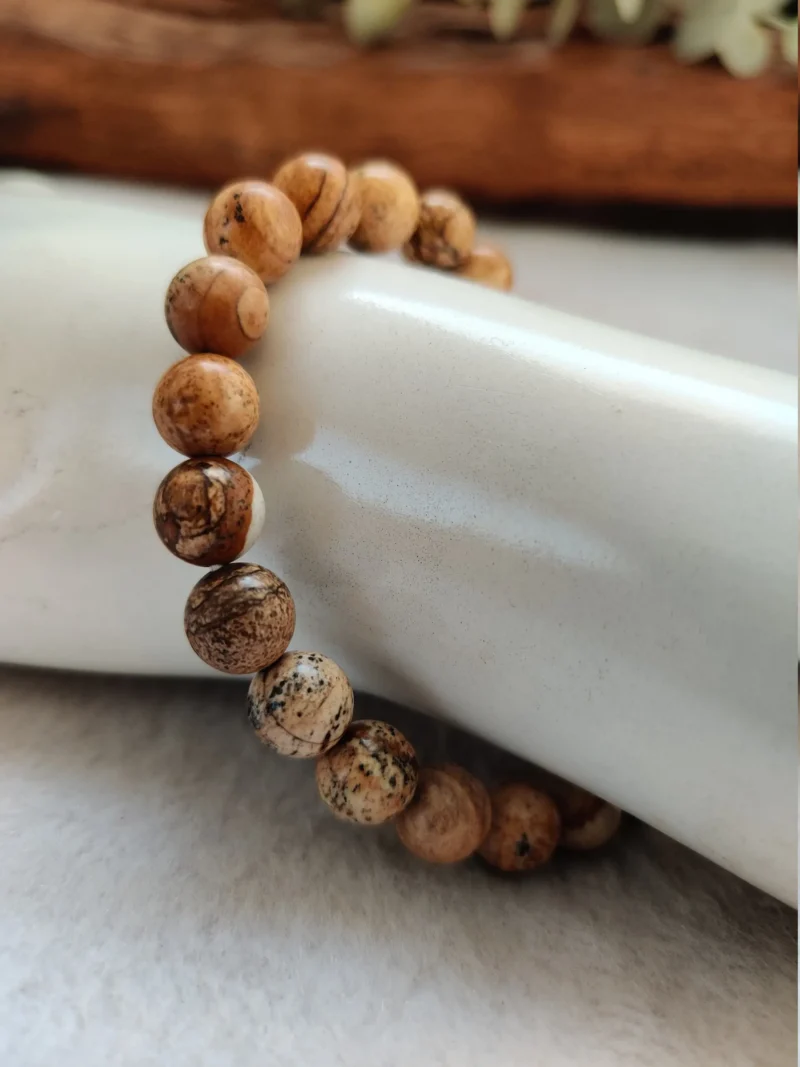 Picture Jasper Stone Round Beaded Bracelet 8 MM Stretch Bracelet - Image 9