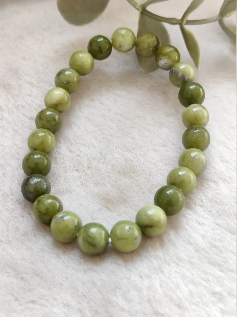Green Healerite Stone Round Beaded Bracelet  8 MM  Stretch Bracelet - Image 5