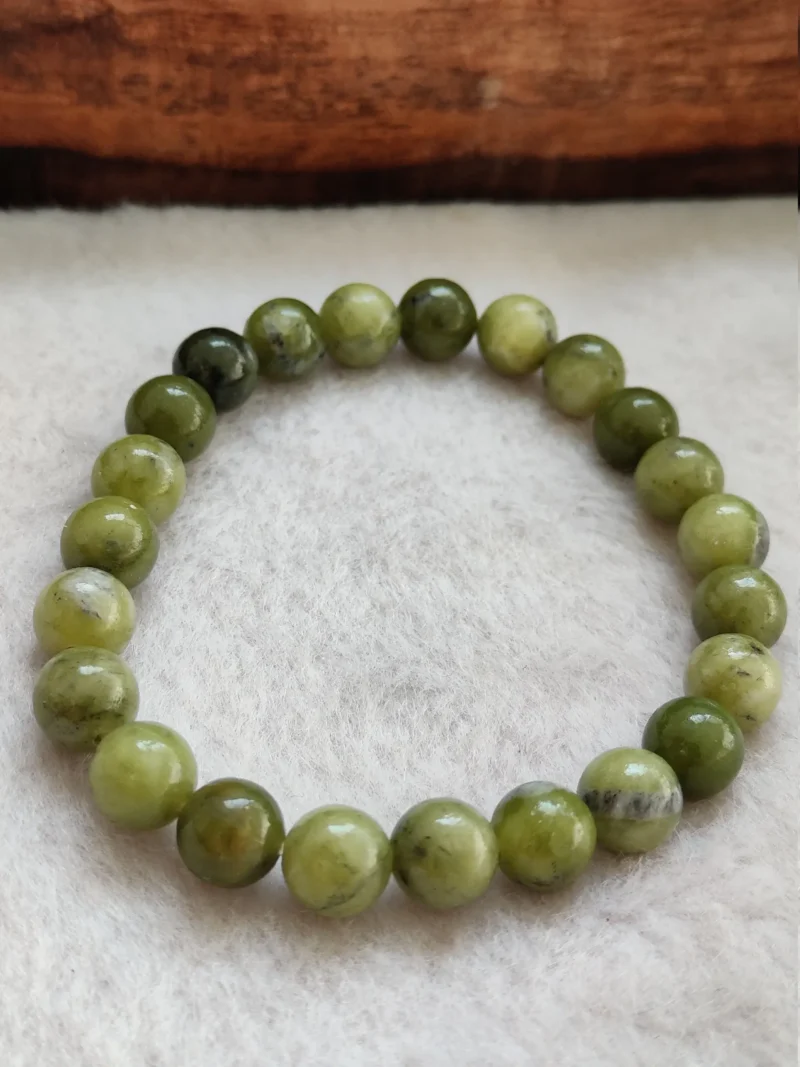 Green Healerite Stone Round Beaded Bracelet  8 MM  Stretch Bracelet - Image 6