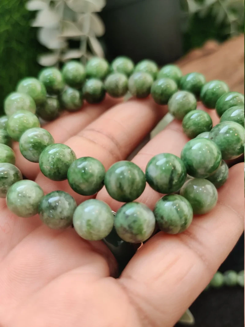 Epidote Stone Round Beaded Bracelet 8MM Stretch Bracelet - Image 5