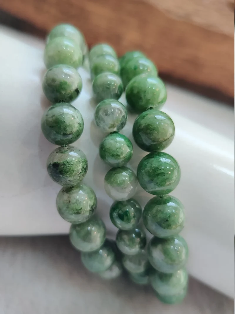 Epidote Stone Round Beaded Bracelet 8MM Stretch Bracelet - Image 6