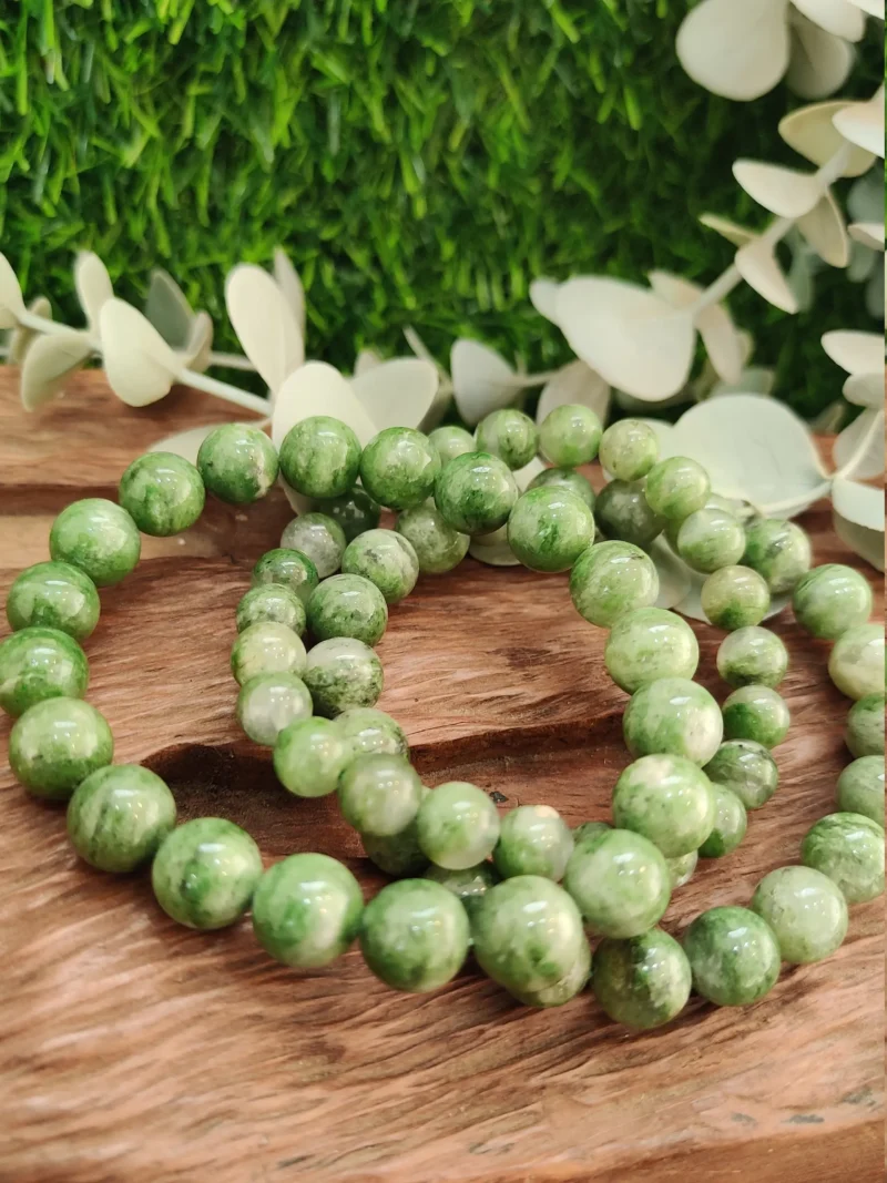 Epidote Stone Round Beaded Bracelet 8MM Stretch Bracelet - Image 7