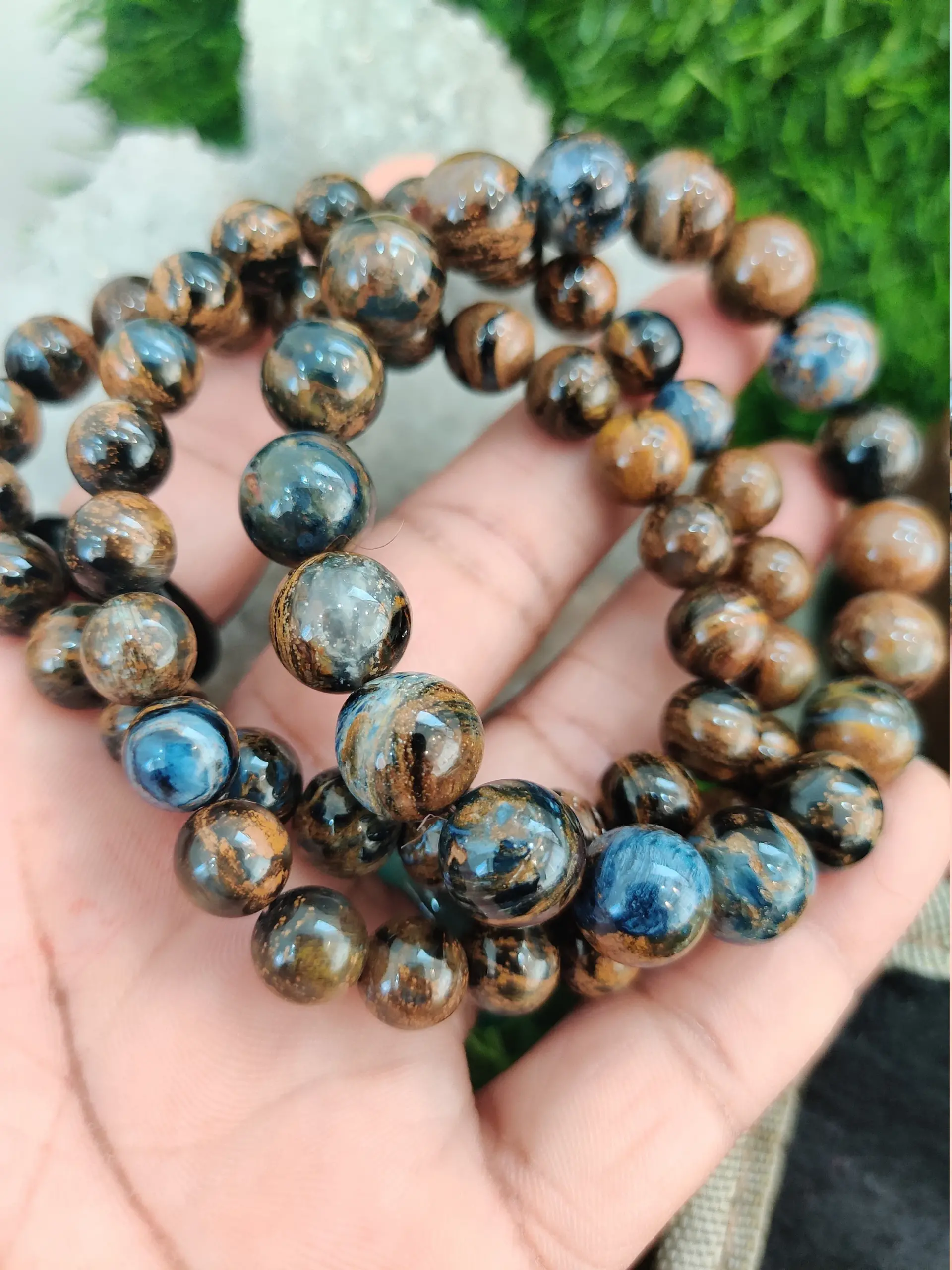 Pietersite Stone Round Beaded Bracelet 8MM Stretch Bracelet - Image 6