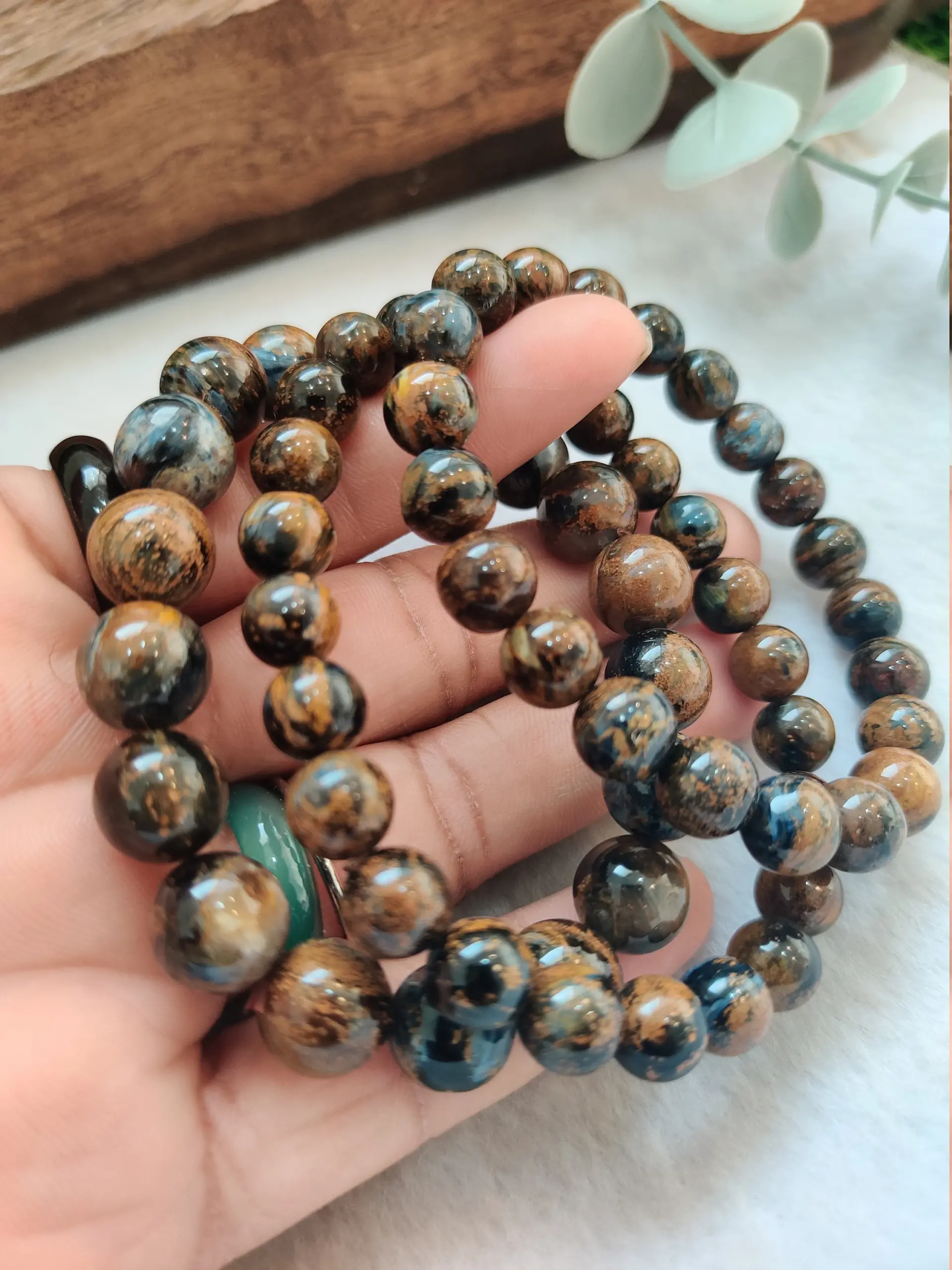 Pietersite Stone Round Beaded Bracelet 8MM Stretch Bracelet - Image 7