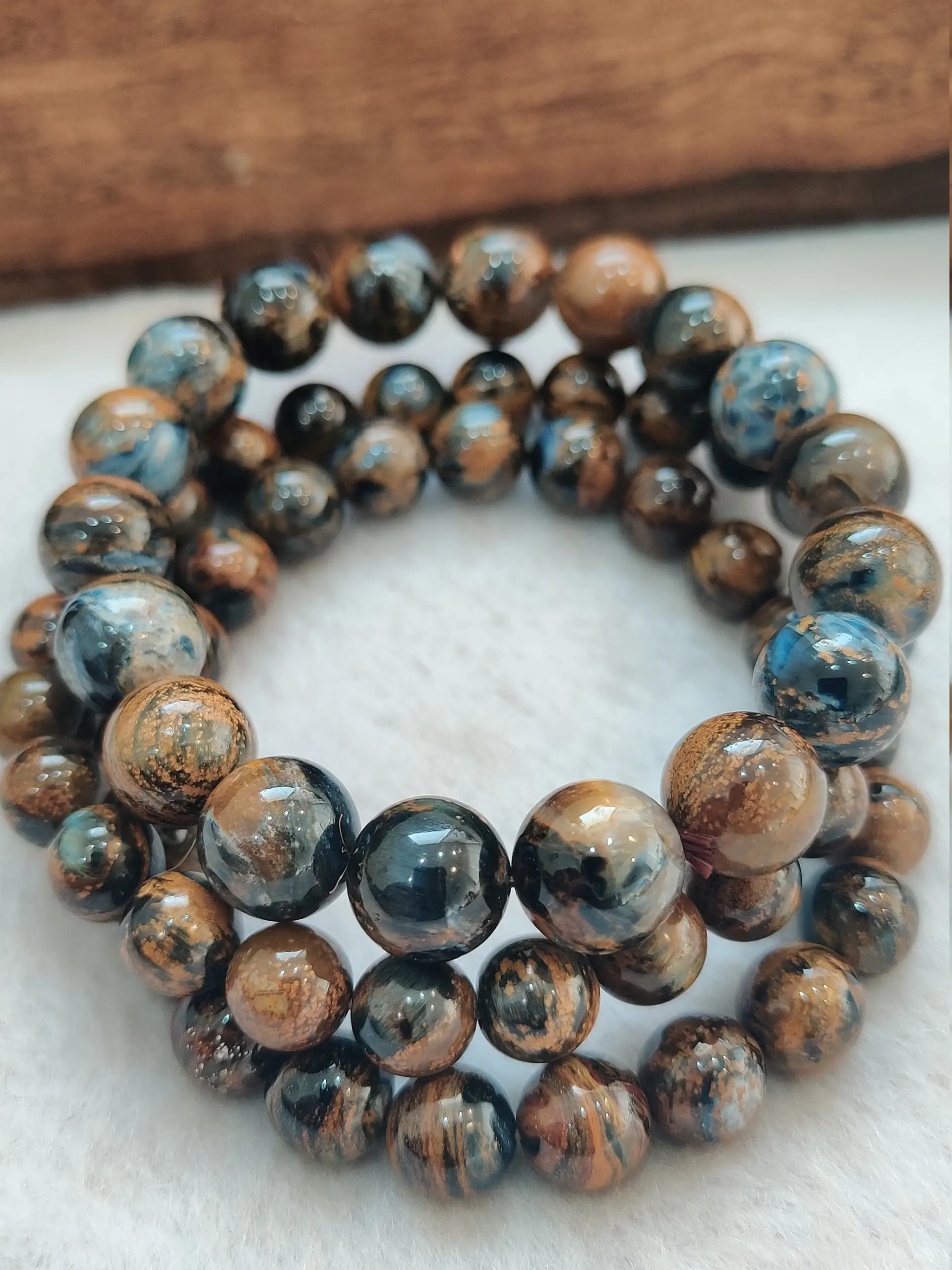 Pietersite Stone Round Beaded Bracelet 8MM Stretch Bracelet - Image 8