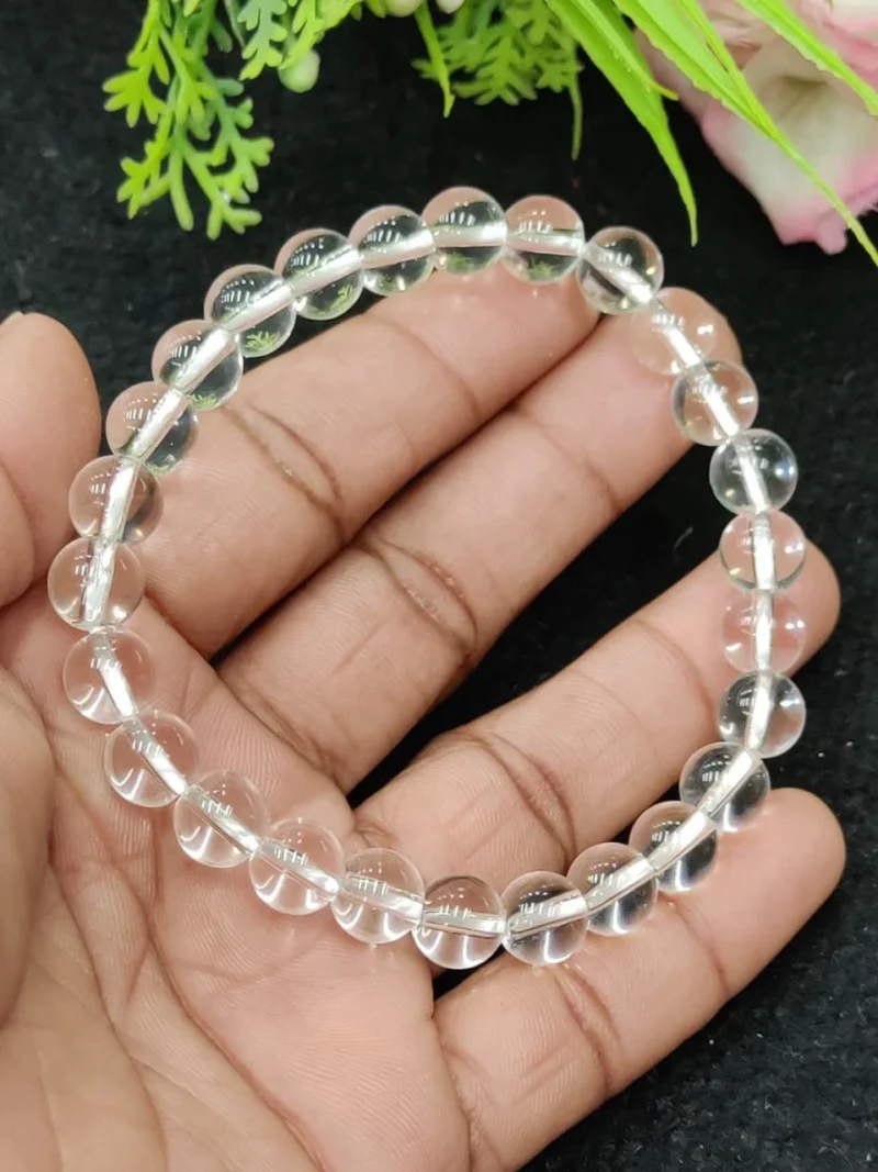 Himalaya Crystal Quartz Stone Round Beaded Bracelet 6MM 8MM 10MM Stretch Bracelet - Image 3