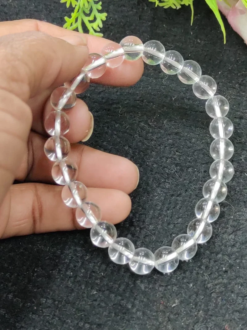 Himalaya Crystal Quartz Stone Round Beaded Bracelet 6MM 8MM 10MM Stretch Bracelet - Image 4