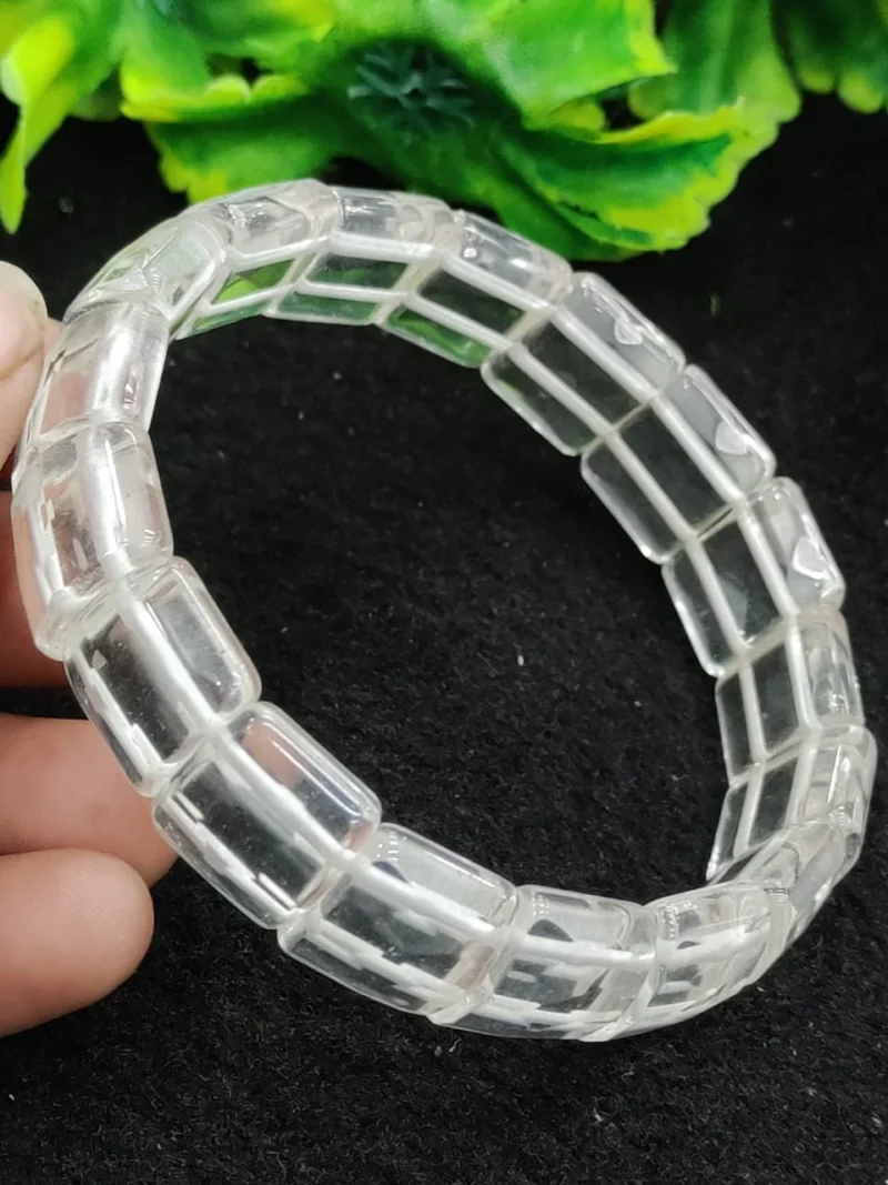 Himalya Crystal Quartz Stone Rectangle Beaded Bracelet 15 MM Stretch Bracelet - Image 8