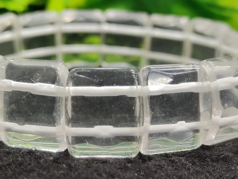 Himalya Crystal Quartz Stone Rectangle Beaded Bracelet 15 MM Stretch Bracelet - Image 10