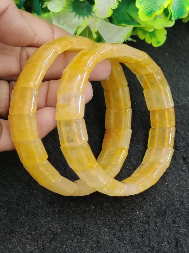 Citrine High Metaphysical Energy Stone Rectangle Beaded Bracelet 15 MM Stretch Bracelet