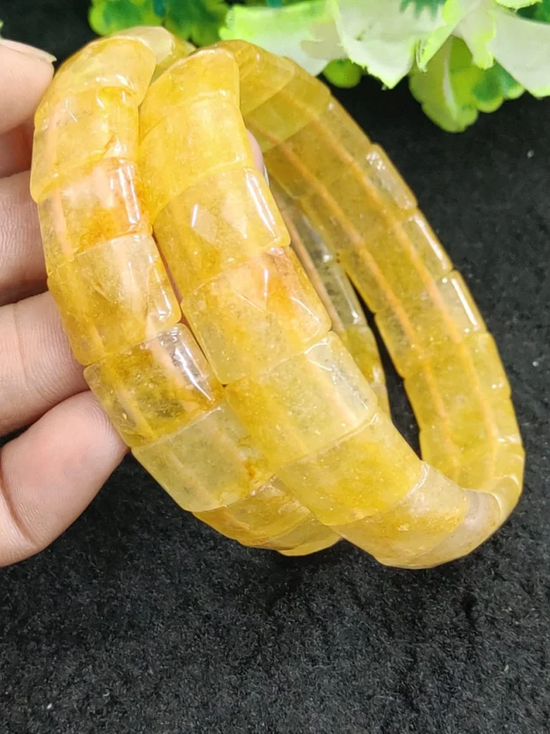 Citrine High Metaphysical Energy Stone Rectangle Beaded Bracelet 15 MM Stretch Bracelet - Image 7