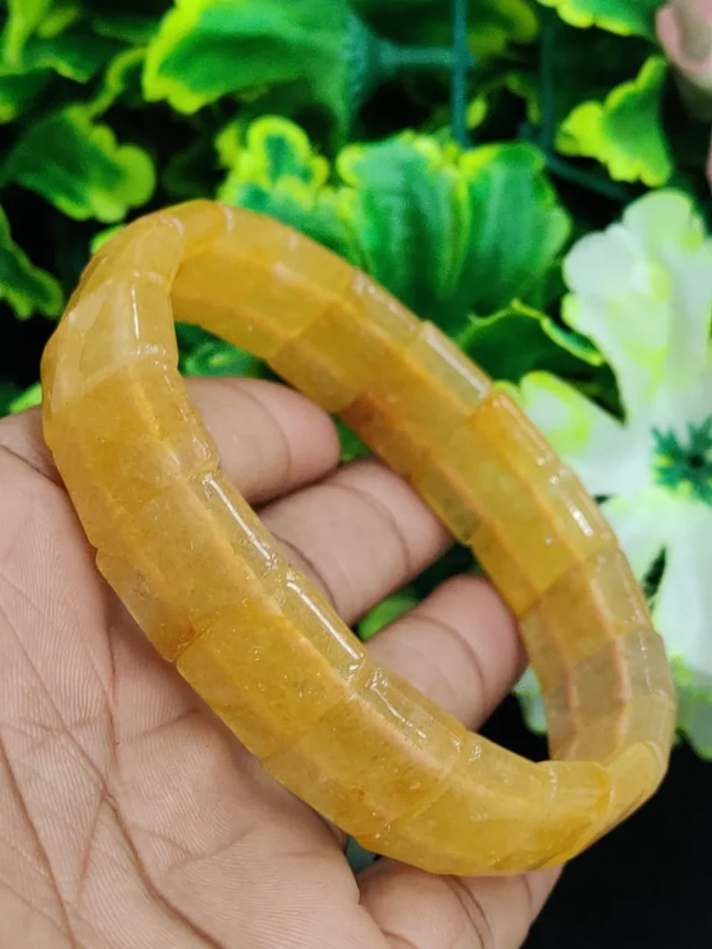 Citrine High Metaphysical Energy Stone Rectangle Beaded Bracelet 15 MM Stretch Bracelet - Image 8