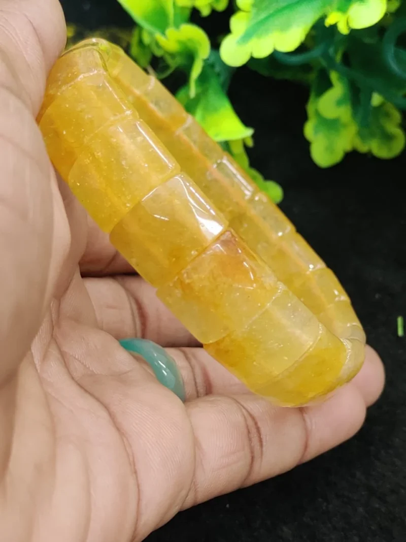 Citrine High Metaphysical Energy Stone Rectangle Beaded Bracelet 15 MM Stretch Bracelet - Image 9
