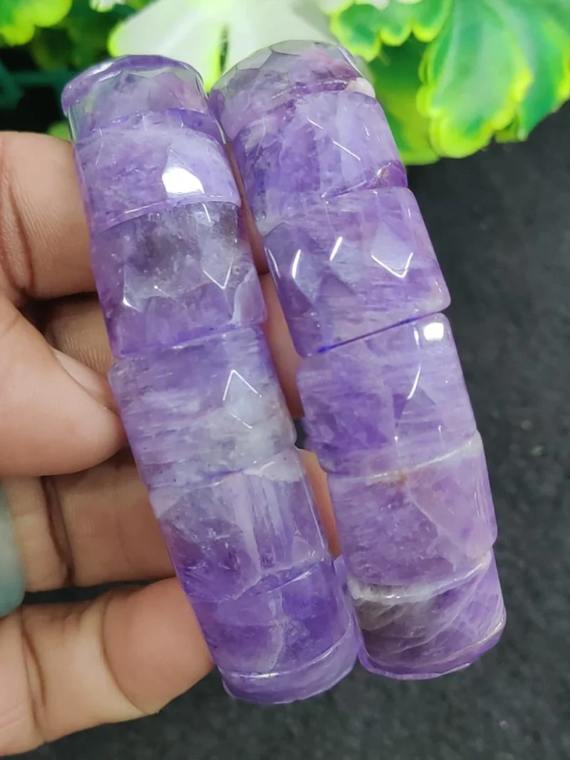 Amethyst Powerful Stone rectangle Beaded Bracelet 15 MM Stretch Bracelet - Image 7