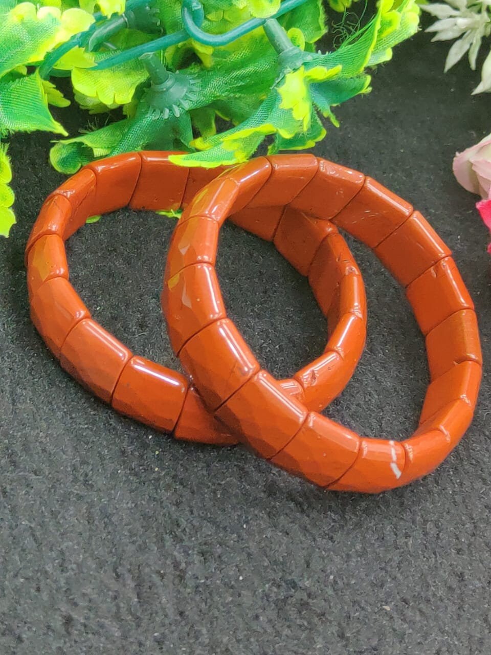 Red Jasper rectangle Beaded Bracelet 15 MM Stretch Bracelet - Image 8