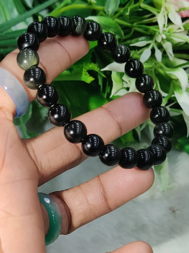 Rainbow Obsidian Round Beaded Bracelet 8 MM Stretch Bracelet - Image 6
