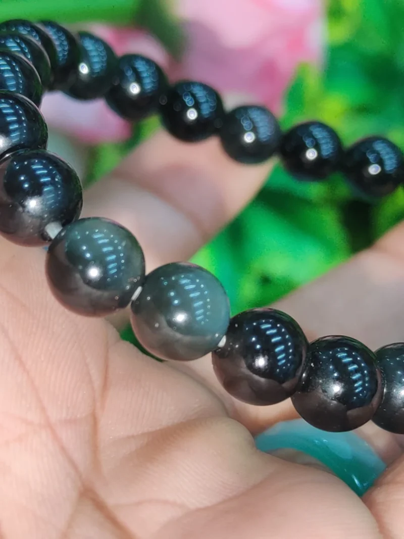 Rainbow Obsidian Round Beaded Bracelet 8 MM Stretch Bracelet - Image 7
