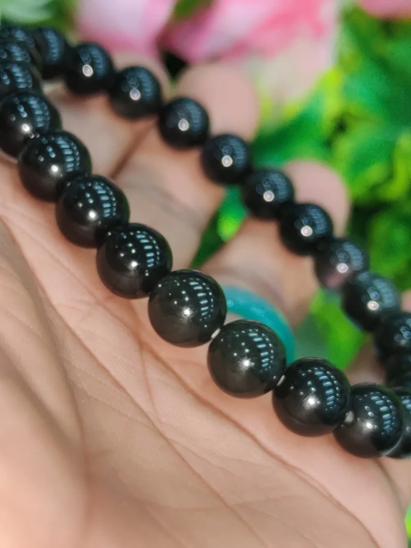 Rainbow Obsidian Round Beaded Bracelet 8 MM Stretch Bracelet - Image 8