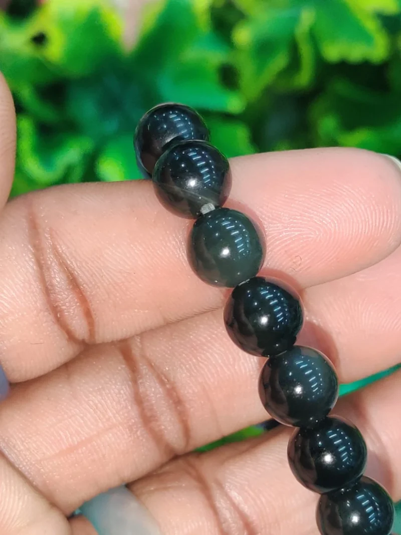 Rainbow Obsidian Round Beaded Bracelet 8 MM Stretch Bracelet - Image 9