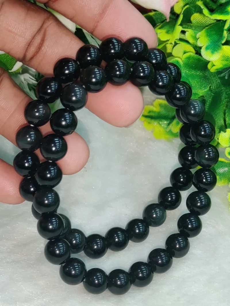 Rainbow Obsidian Round Beaded Bracelet 8 MM Stretch Bracelet - Image 10