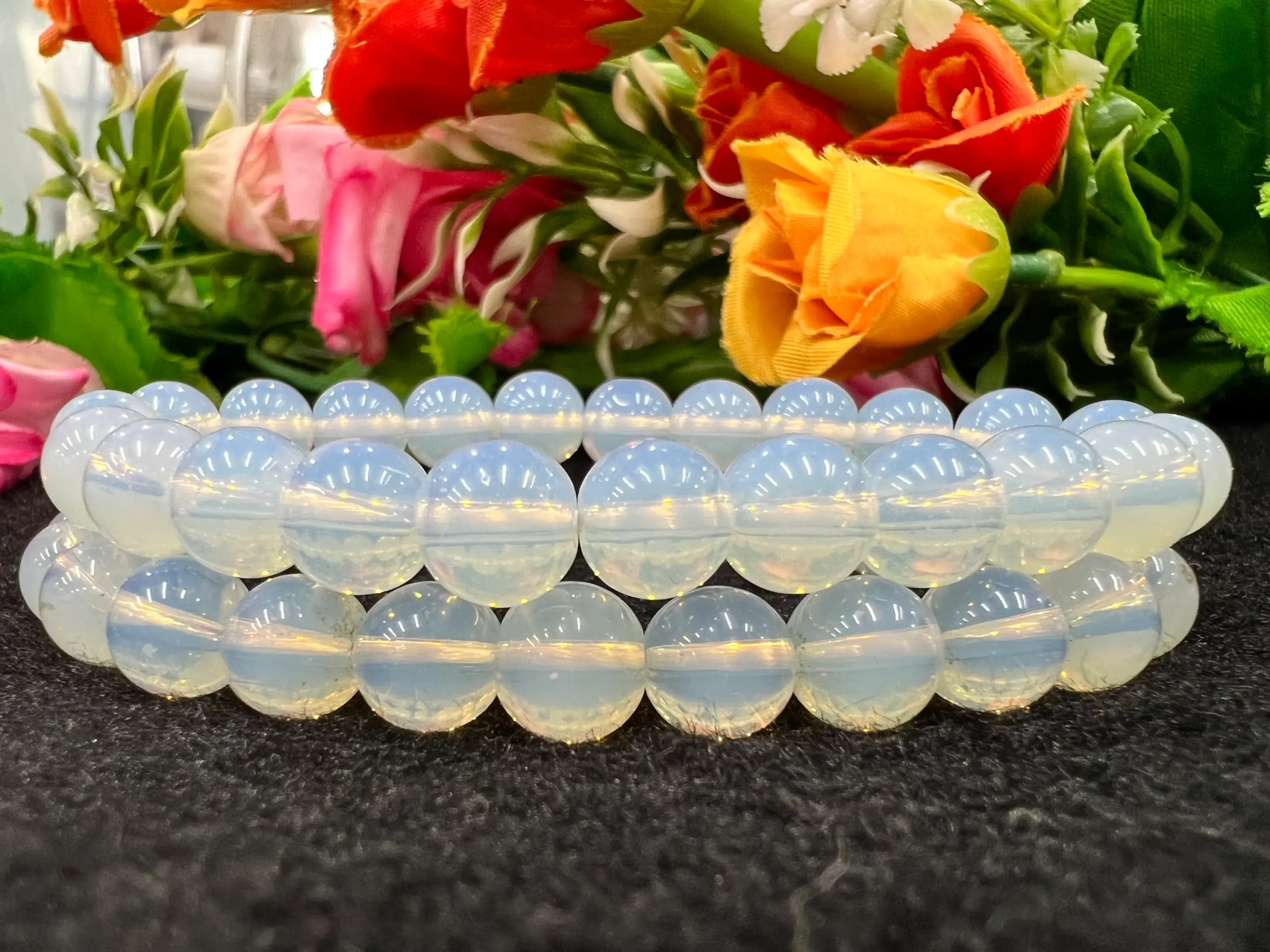 Opalite Stone Round Beaded Bracelet 8 MM Stretch Bracelet