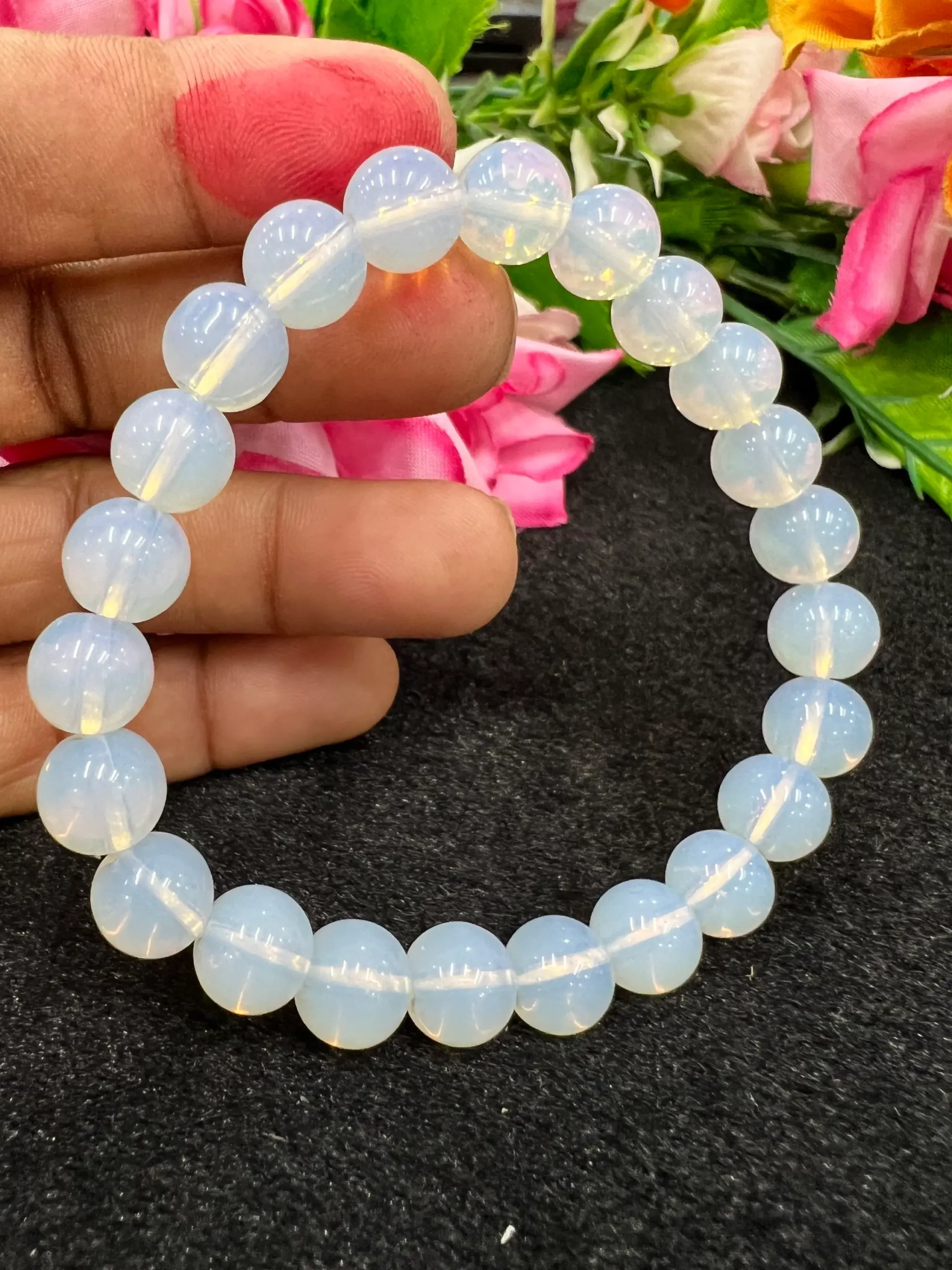 Opalite Stone Round Beaded Bracelet 8 MM Stretch Bracelet - Image 3