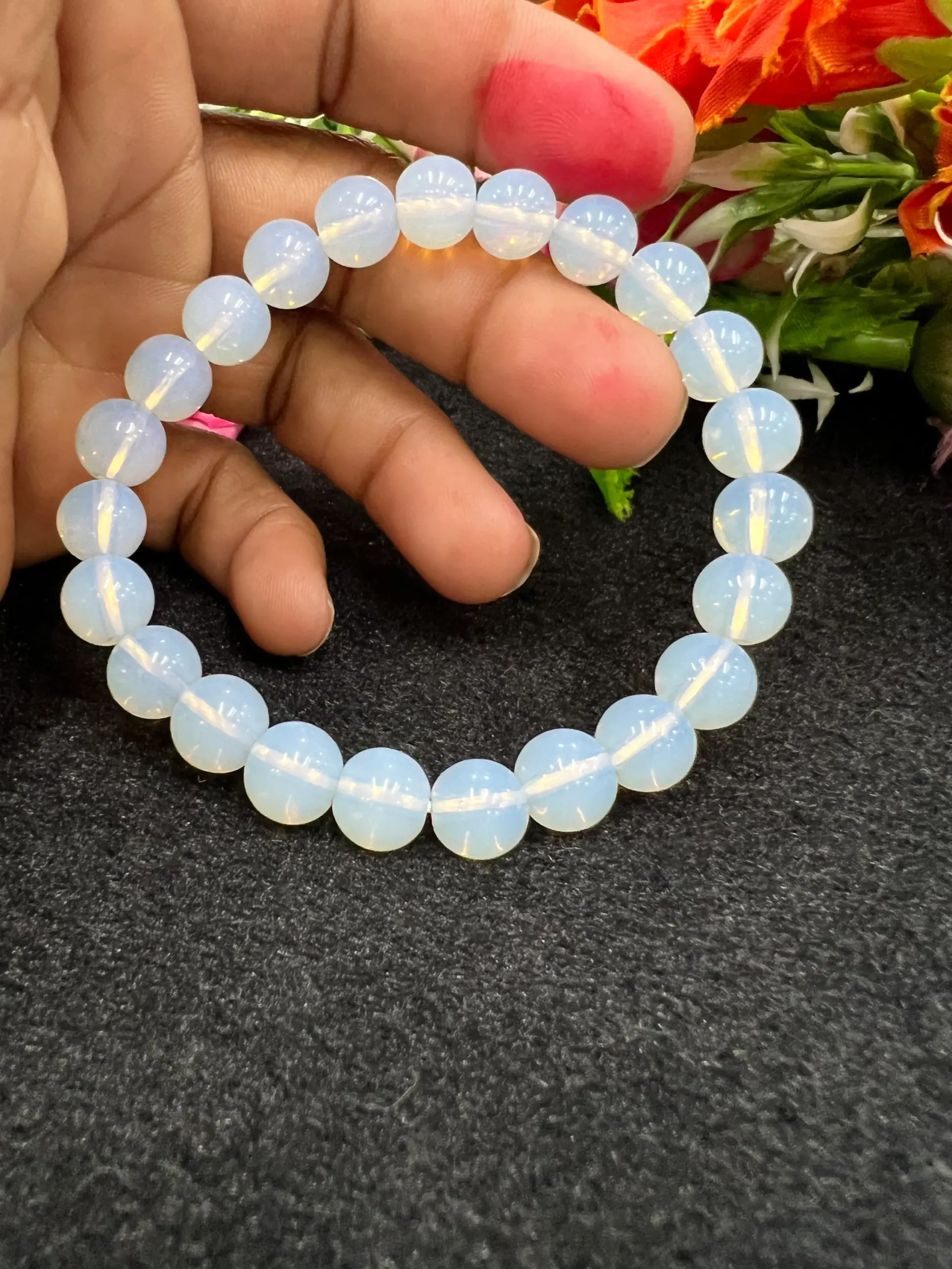 Opalite Stone Round Beaded Bracelet 8 MM Stretch Bracelet - Image 4