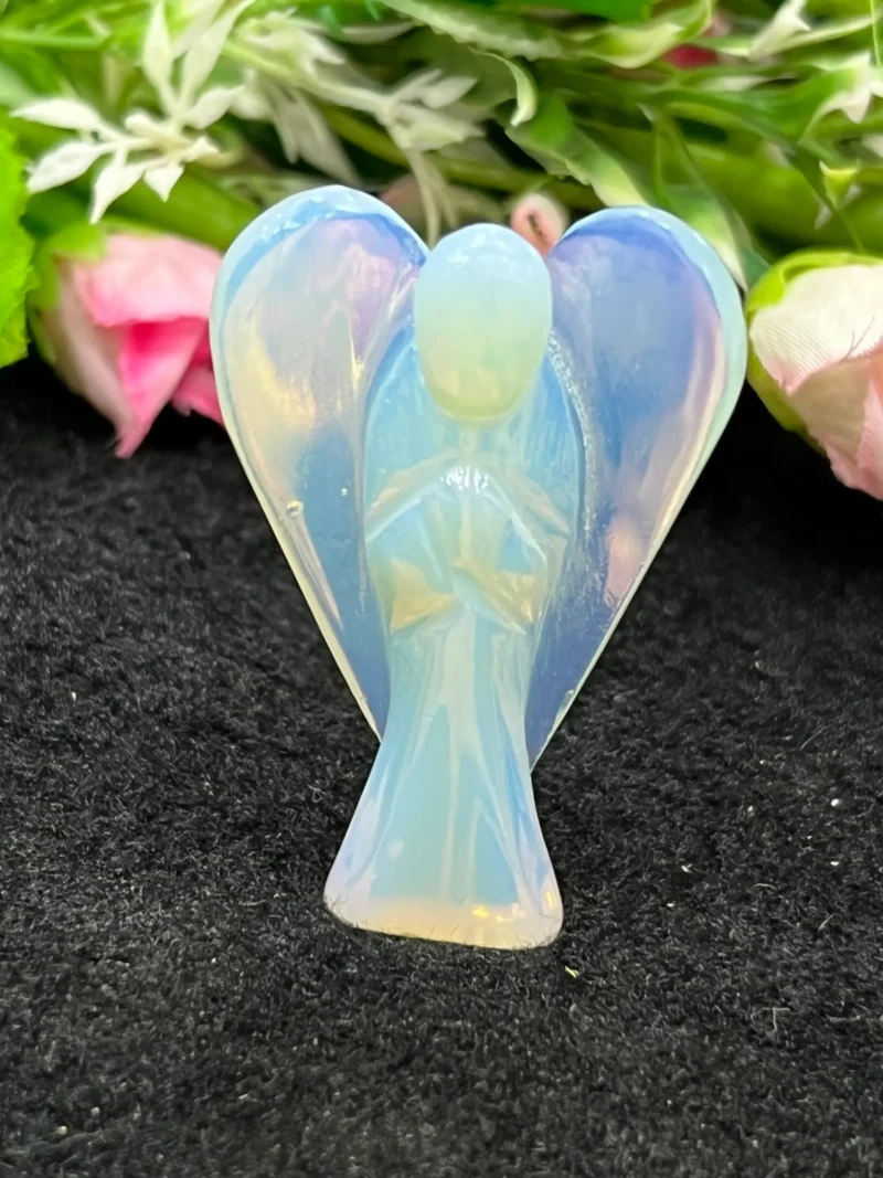 Rainbow Opelite Stone 2 inch free standing guardian angel crystal Reiki energy blessed handcarved Pocket Angel Angelic connection - Image 3