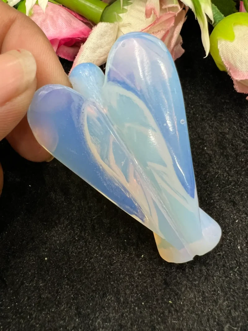 Rainbow Opelite Stone 2 inch free standing guardian angel crystal Reiki energy blessed handcarved Pocket Angel Angelic connection - Image 4