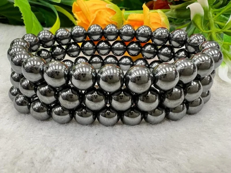 Hematite Stone Round Beaded Bracelet 8 MM Stretch Bracelet