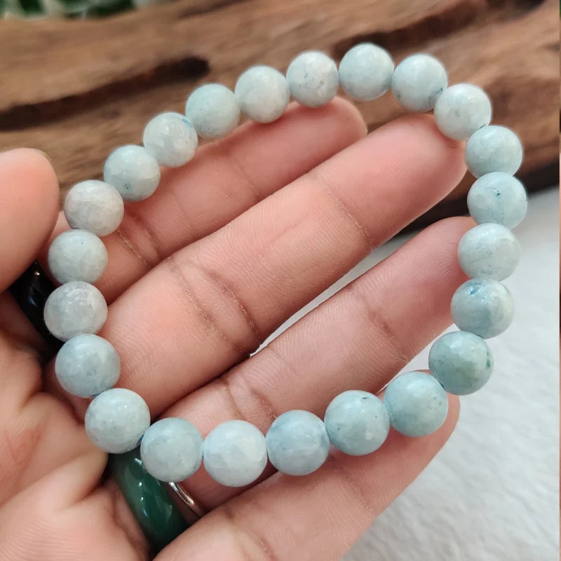 Blue Celestite Stone Round Beaded Bracelet Stretch Bracelet