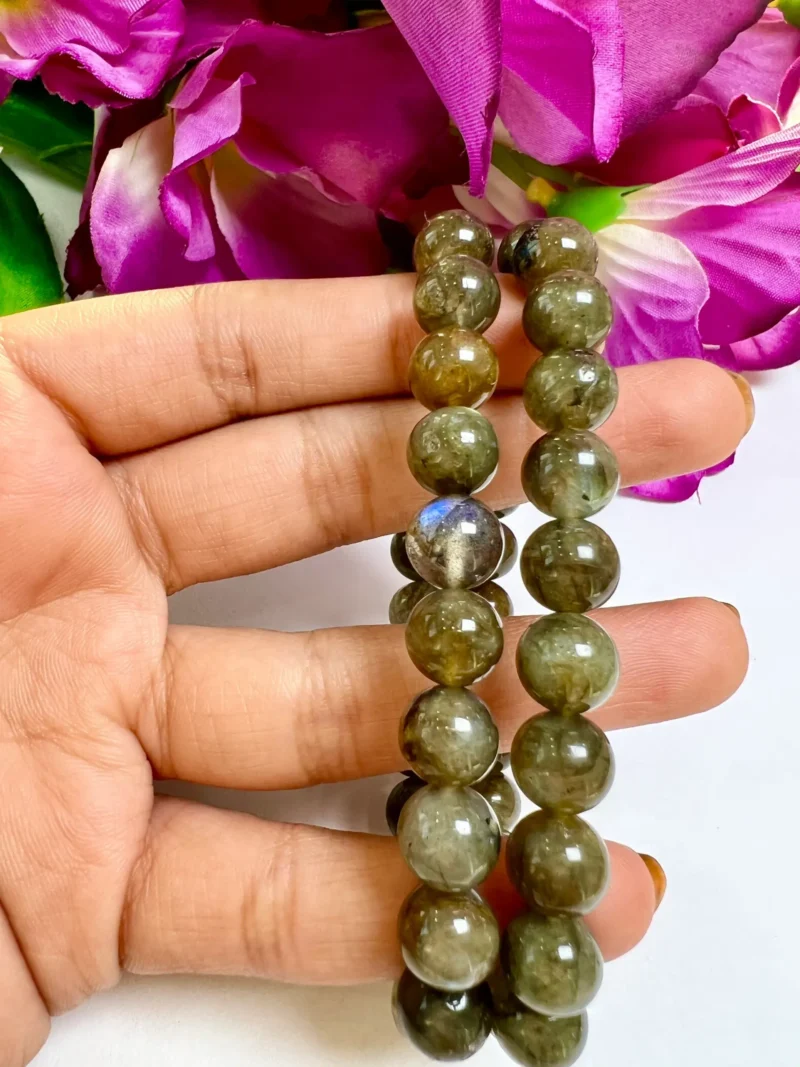 Labradorite Stone Round Beaded Bracelet 8 MM Stretch Bracelet - Image 2