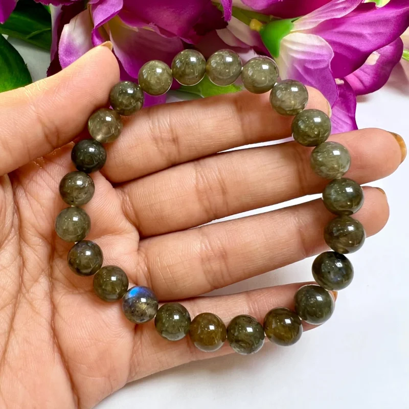 Labradorite Stone Round Beaded Bracelet 8 MM Stretch Bracelet - Image 5