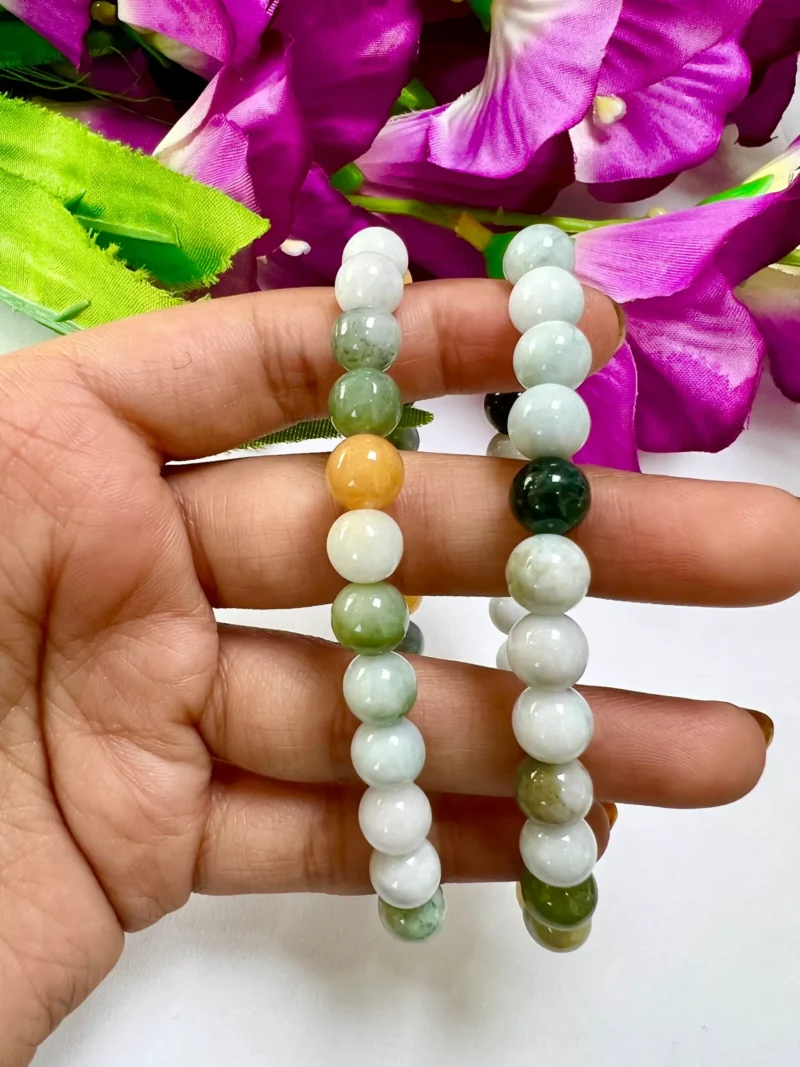 Jade Jadeite Stone Round Beaded Bracelet 8 MM Stretch Bracelet - Image 3