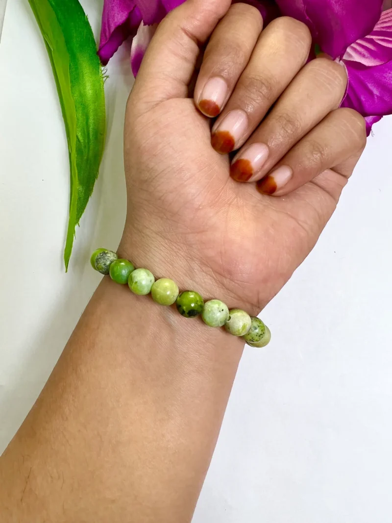 Canadian Jade Stone Round Beaded Bracelet 8 MM Stretch Bracelet - Image 2