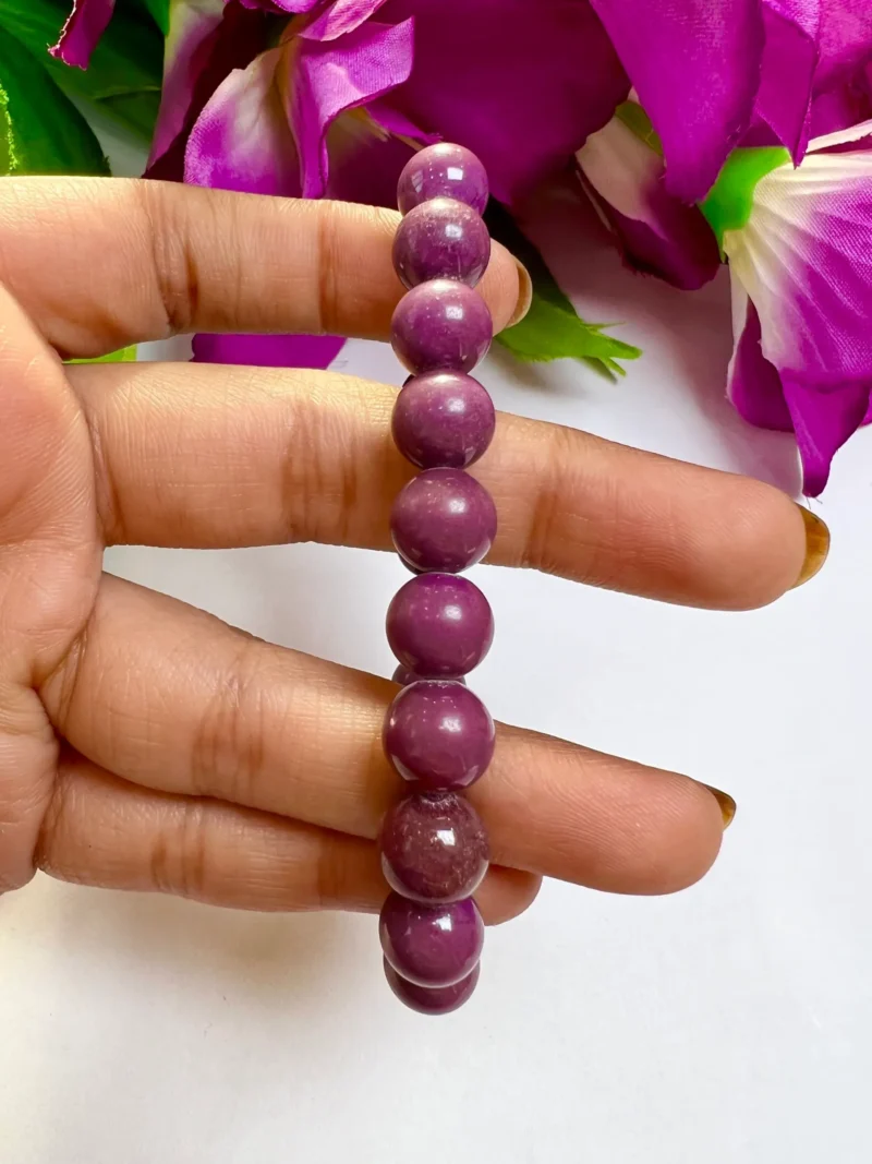 Phosphosiderite Stone Round Beaded Bracelet 8 MM Stretch Bracelet - Image 5