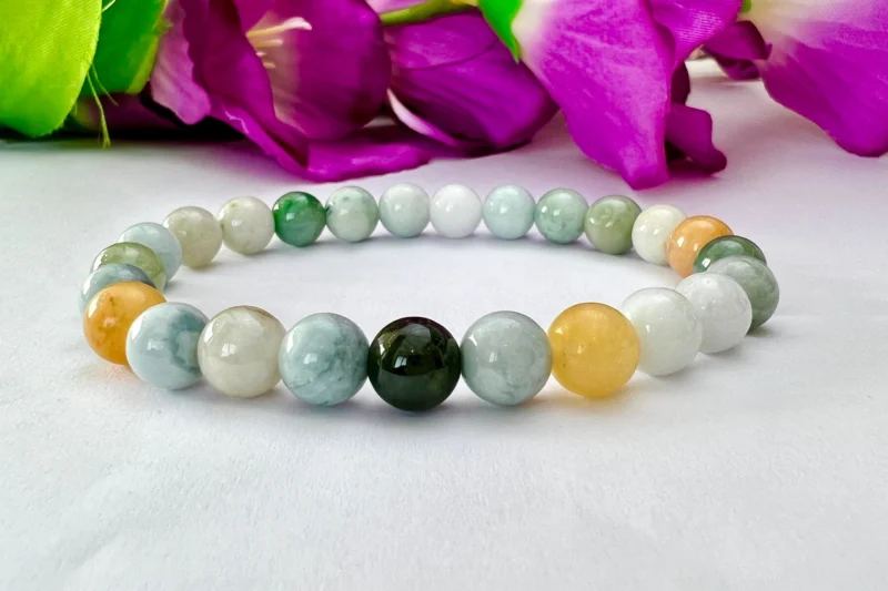 Jade Jadeite Stone Round Beaded Bracelet 8 MM Stretch Bracelet